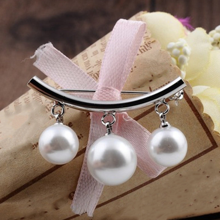 Fashion Women Faux Pearl Dangle Brooch Pin Cardigan Shawl Clip Jewelry Gift Image 4