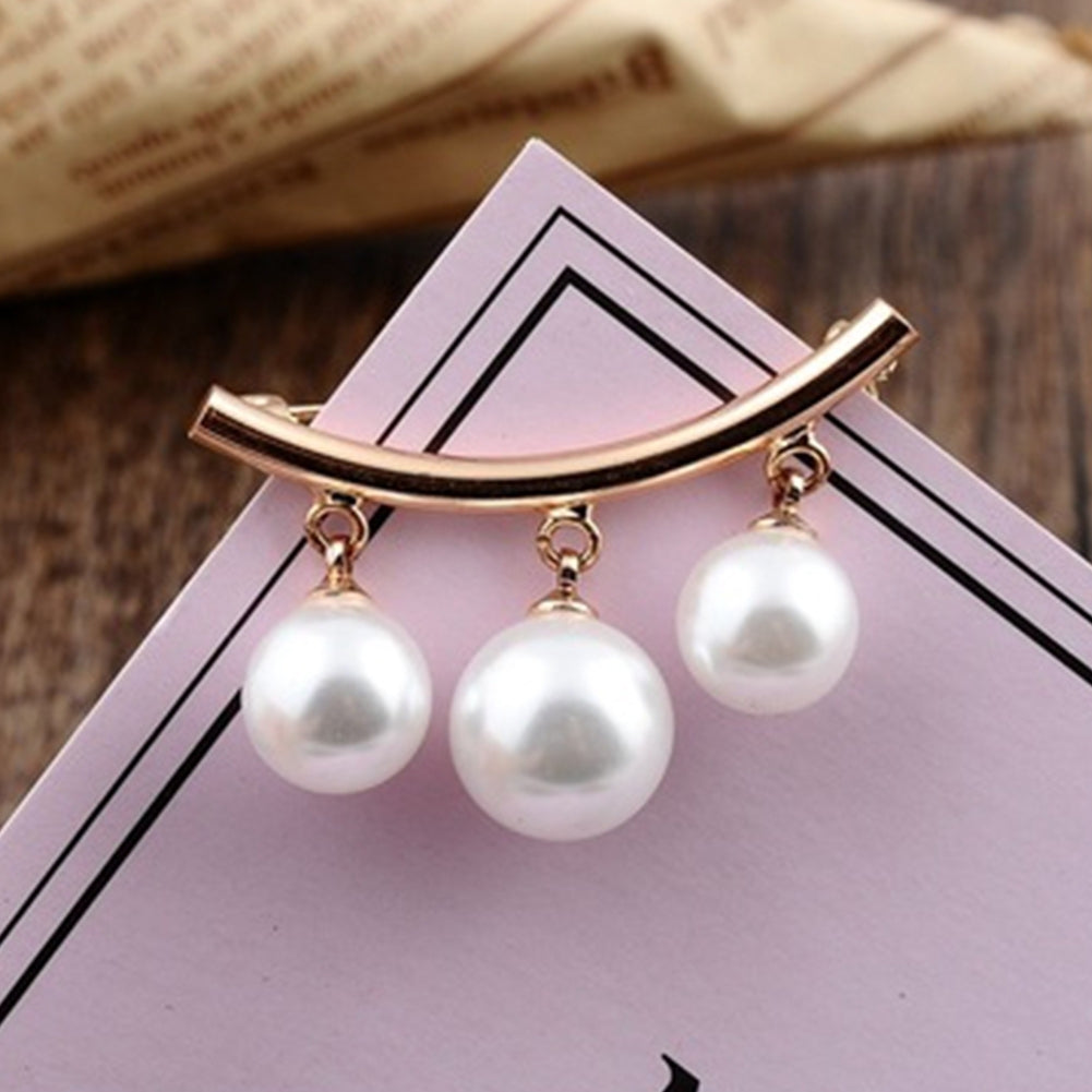 Fashion Women Faux Pearl Dangle Brooch Pin Cardigan Shawl Clip Jewelry Gift Image 7