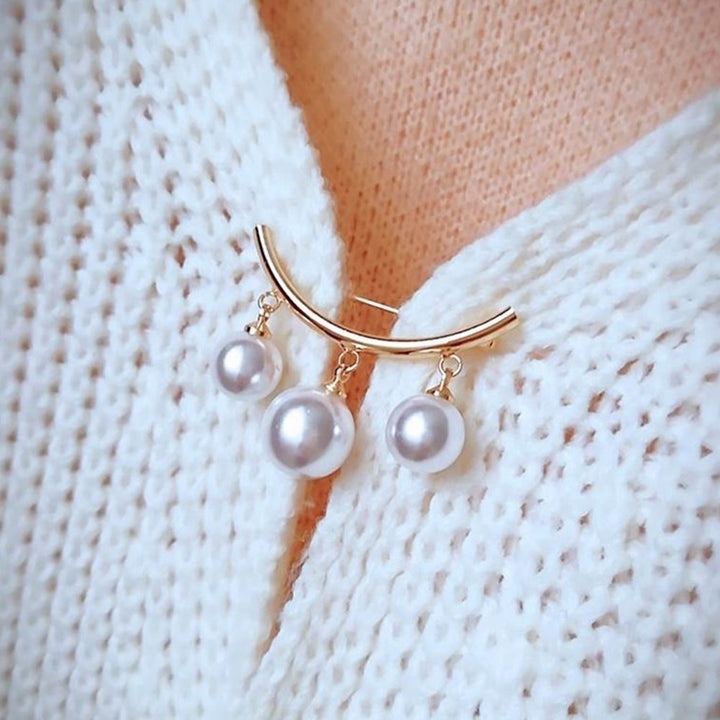 Fashion Women Faux Pearl Dangle Brooch Pin Cardigan Shawl Clip Jewelry Gift Image 8