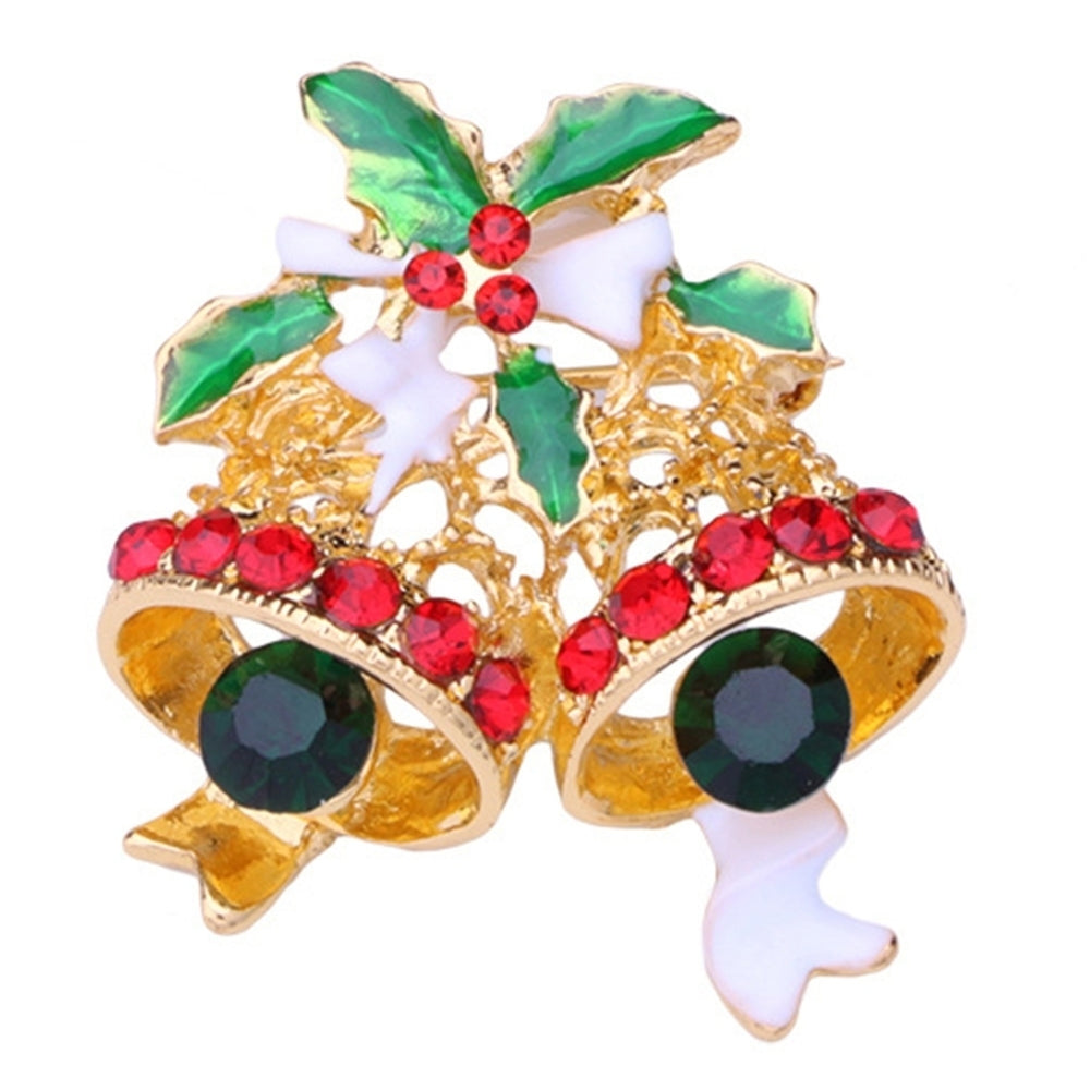 Christmas Tree Santa Snowman Rhinestone Inlaid Brooch Pin Shirt Collar Breastpin Image 2