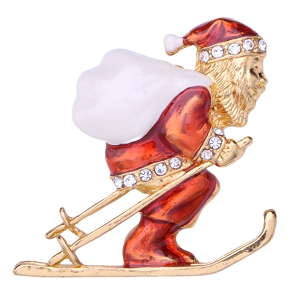 Christmas Tree Santa Snowman Rhinestone Inlaid Brooch Pin Shirt Collar Breastpin Image 11