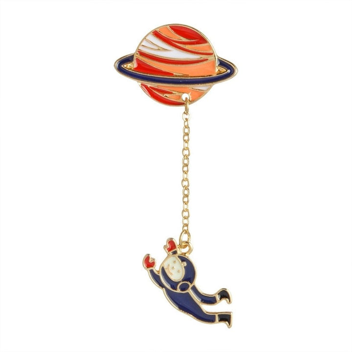 Unisex Enamel Spaceman Planet Rabbit Charm Brooch Pin Collar Bag Badge Clip Image 3