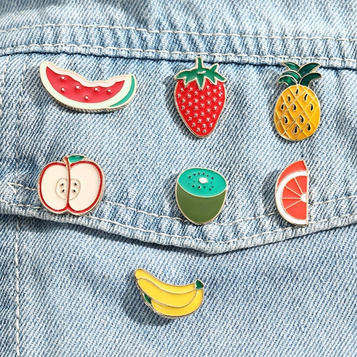 Cute Cartoon Enamel Mini Fruit Brooch Pin Denim Jacket Shirt Collar Badge Gift Image 1