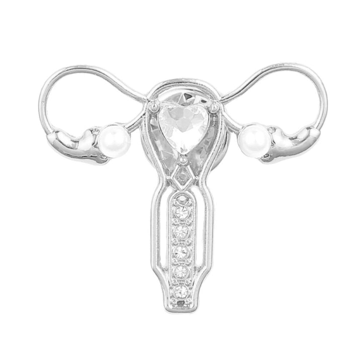 Faux Pearl Rhinestone Inlaid Organ Uterus Shaped Doctor Nurse Brooch Pin Gift Image 8