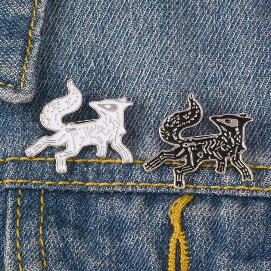 Cartoon Unisex Skeleton Fox Animal Brooch Pin Jacket Hat Bag Badge Accessory Image 1