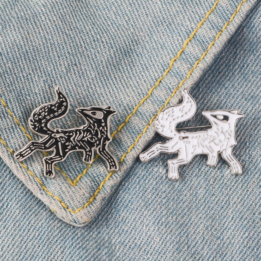 Cartoon Unisex Skeleton Fox Animal Brooch Pin Jacket Hat Bag Badge Accessory Image 2