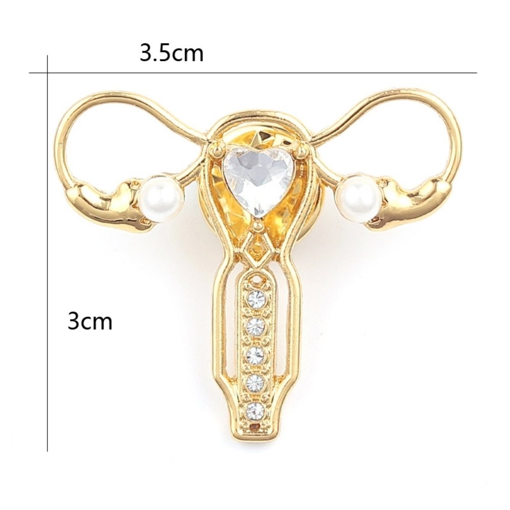 Faux Pearl Rhinestone Inlaid Organ Uterus Shaped Doctor Nurse Brooch Pin Gift Image 11