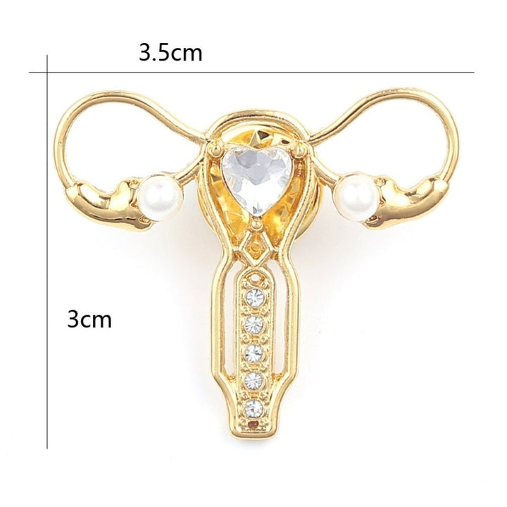 Faux Pearl Rhinestone Inlaid Organ Uterus Shaped Doctor Nurse Brooch Pin Gift Image 11