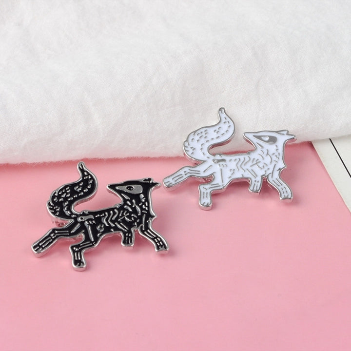 Cartoon Unisex Skeleton Fox Animal Brooch Pin Jacket Hat Bag Badge Accessory Image 3