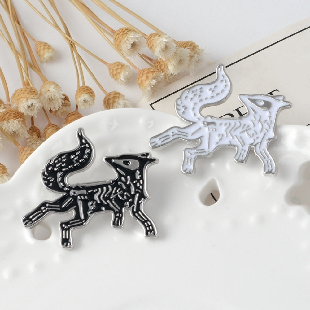 Cartoon Unisex Skeleton Fox Animal Brooch Pin Jacket Hat Bag Badge Accessory Image 6