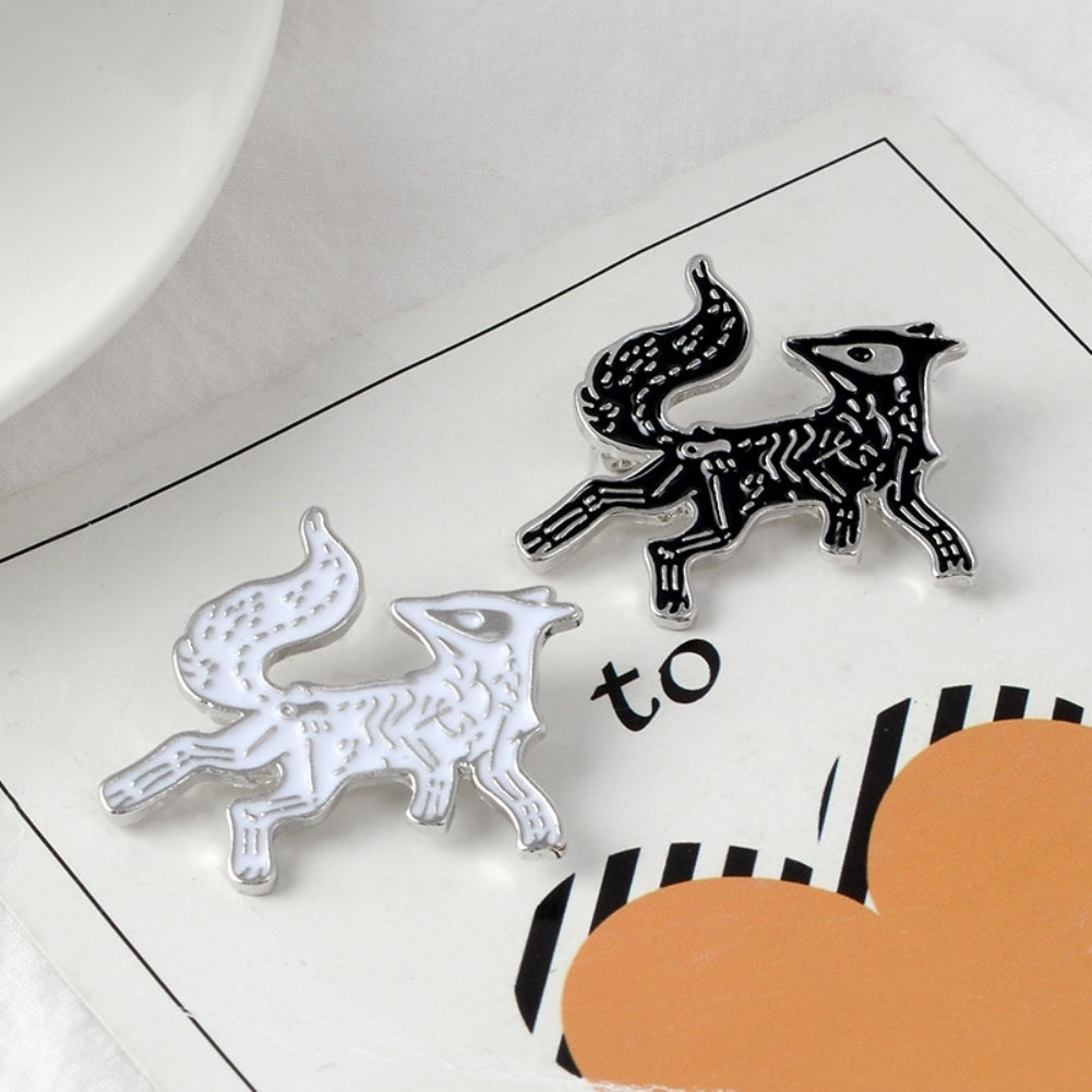 Cartoon Unisex Skeleton Fox Animal Brooch Pin Jacket Hat Bag Badge Accessory Image 7