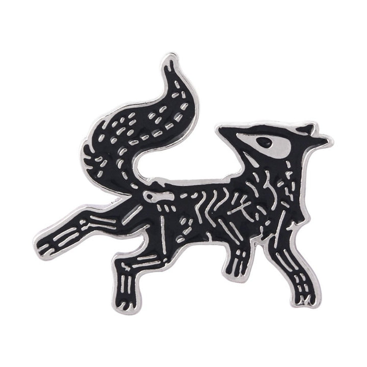 Cartoon Unisex Skeleton Fox Animal Brooch Pin Jacket Hat Bag Badge Accessory Image 1