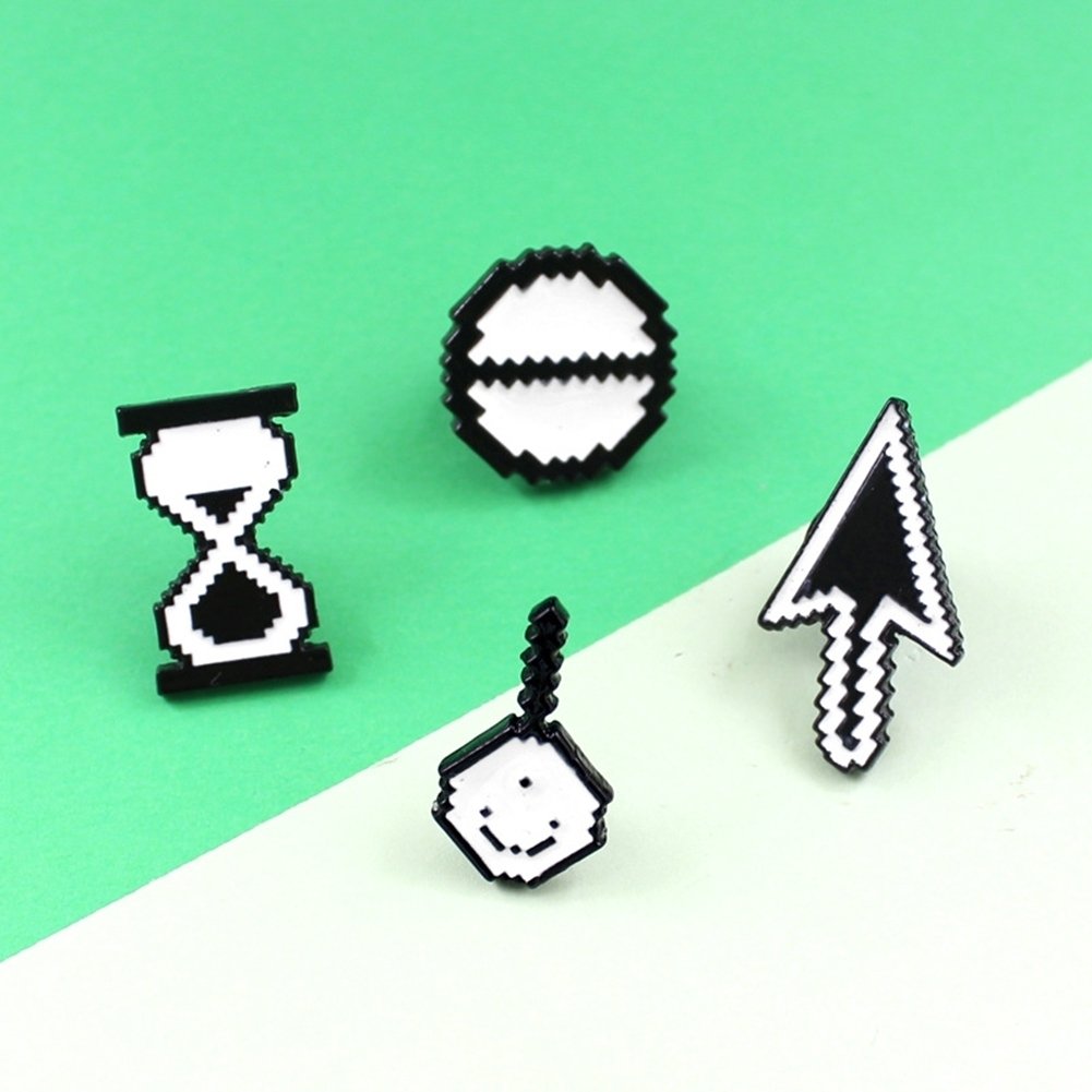 Cartoon Mosaic Arrows Magnifying Glass Enamel Brooch Pin Badge Jewelry Gift Image 3