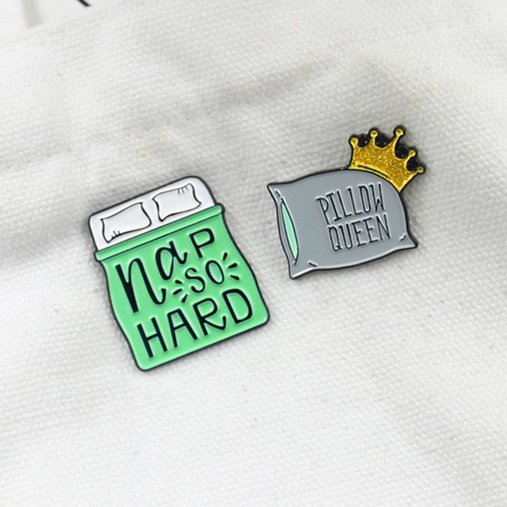 Cartoon Bed Crown Pillow Enamel Brooch Pin Women Denim Jacket Lapel Badge Gift Image 6