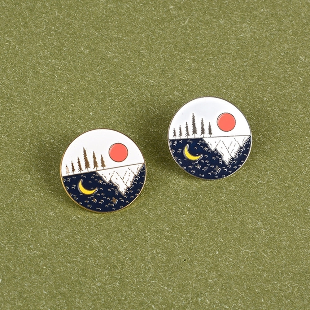 Unisex Cute Moon Sun Enamel Round Shape Brooch Pin Jacket Collar Bag Badge Gift Image 6