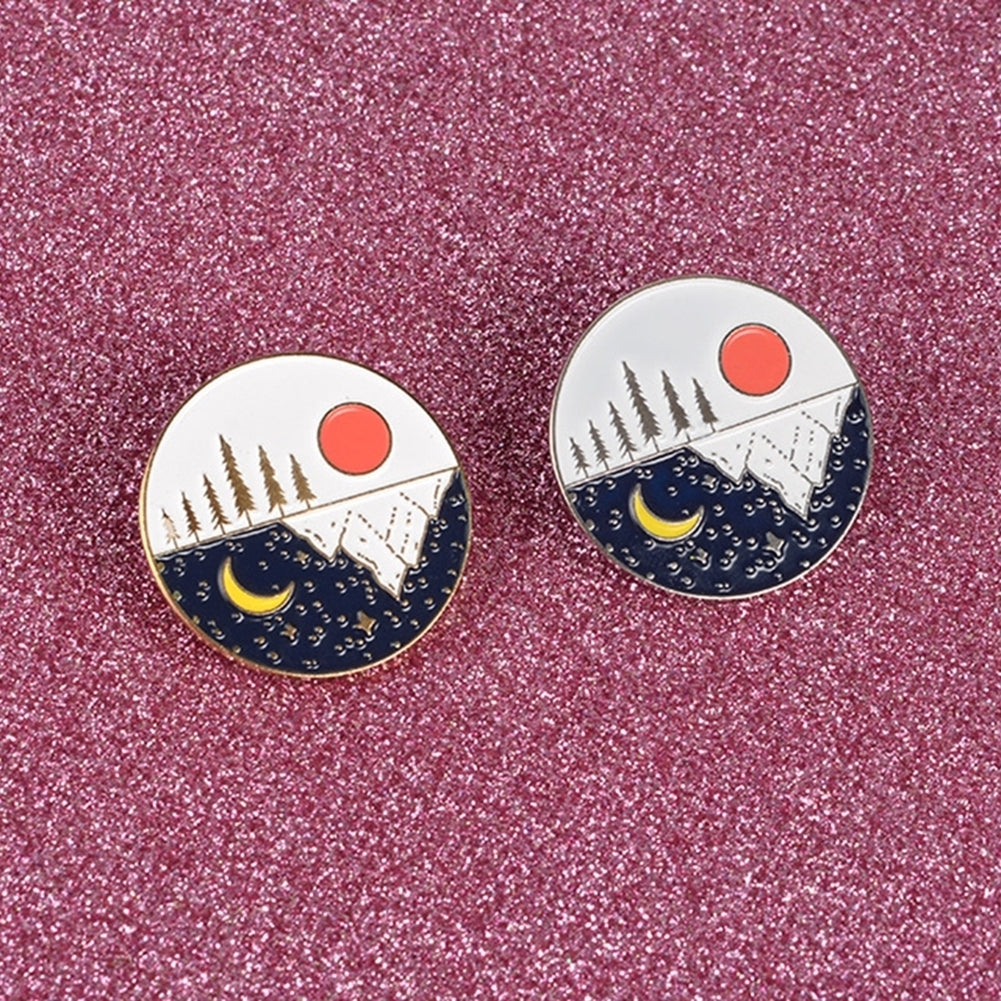 Unisex Cute Moon Sun Enamel Round Shape Brooch Pin Jacket Collar Bag Badge Gift Image 7