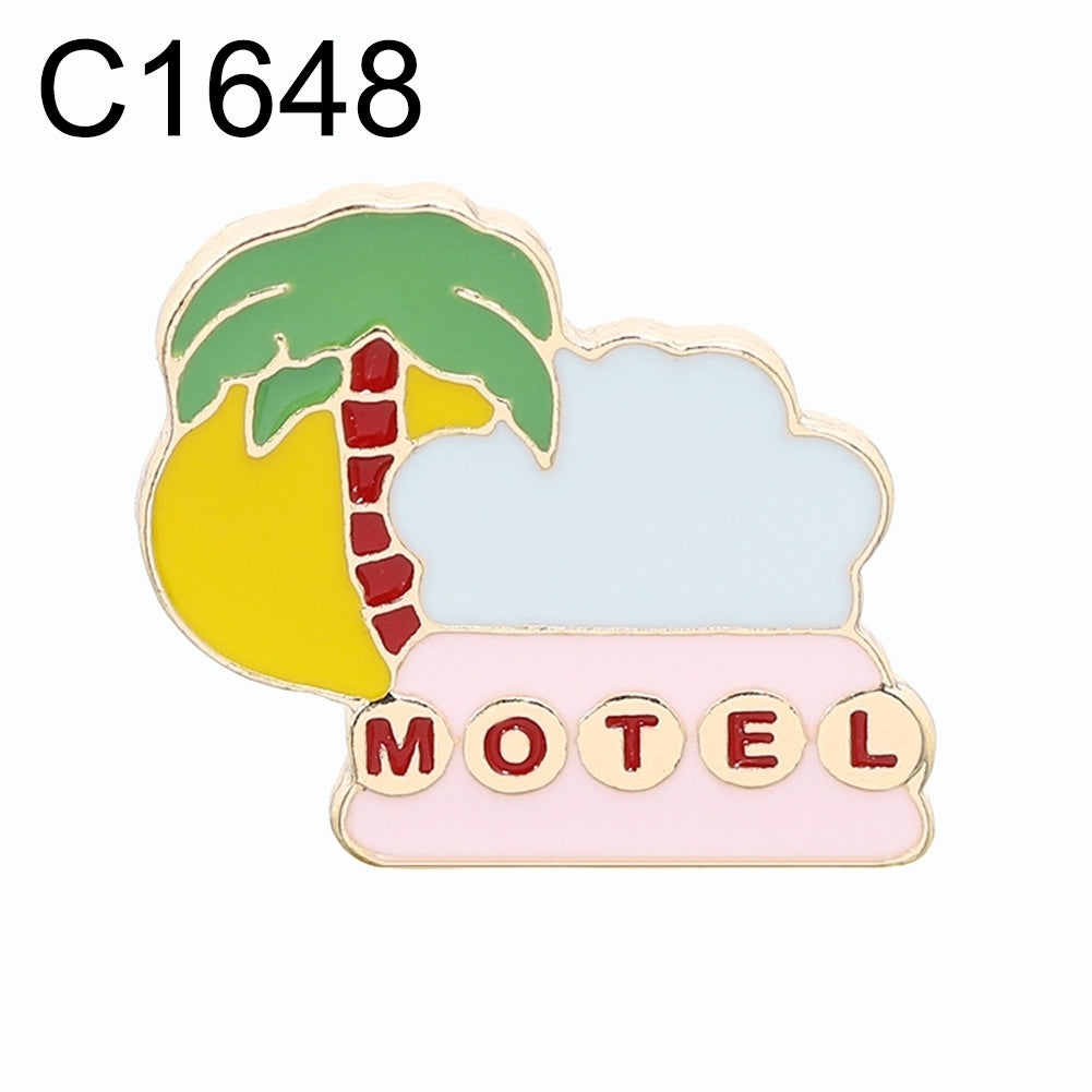 Unisex Coconut Tree Orange Juice Glasses Ice Cream Enamel Brooch Pin Bag Badge Image 6