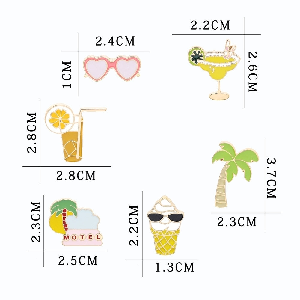 Unisex Coconut Tree Orange Juice Glasses Ice Cream Enamel Brooch Pin Bag Badge Image 11