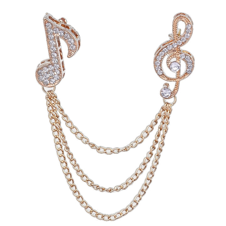 Unisex Rhinestone Musical Note Chain Tassel Brooch Pin Lapel Badge Shawl Jewelry Image 6