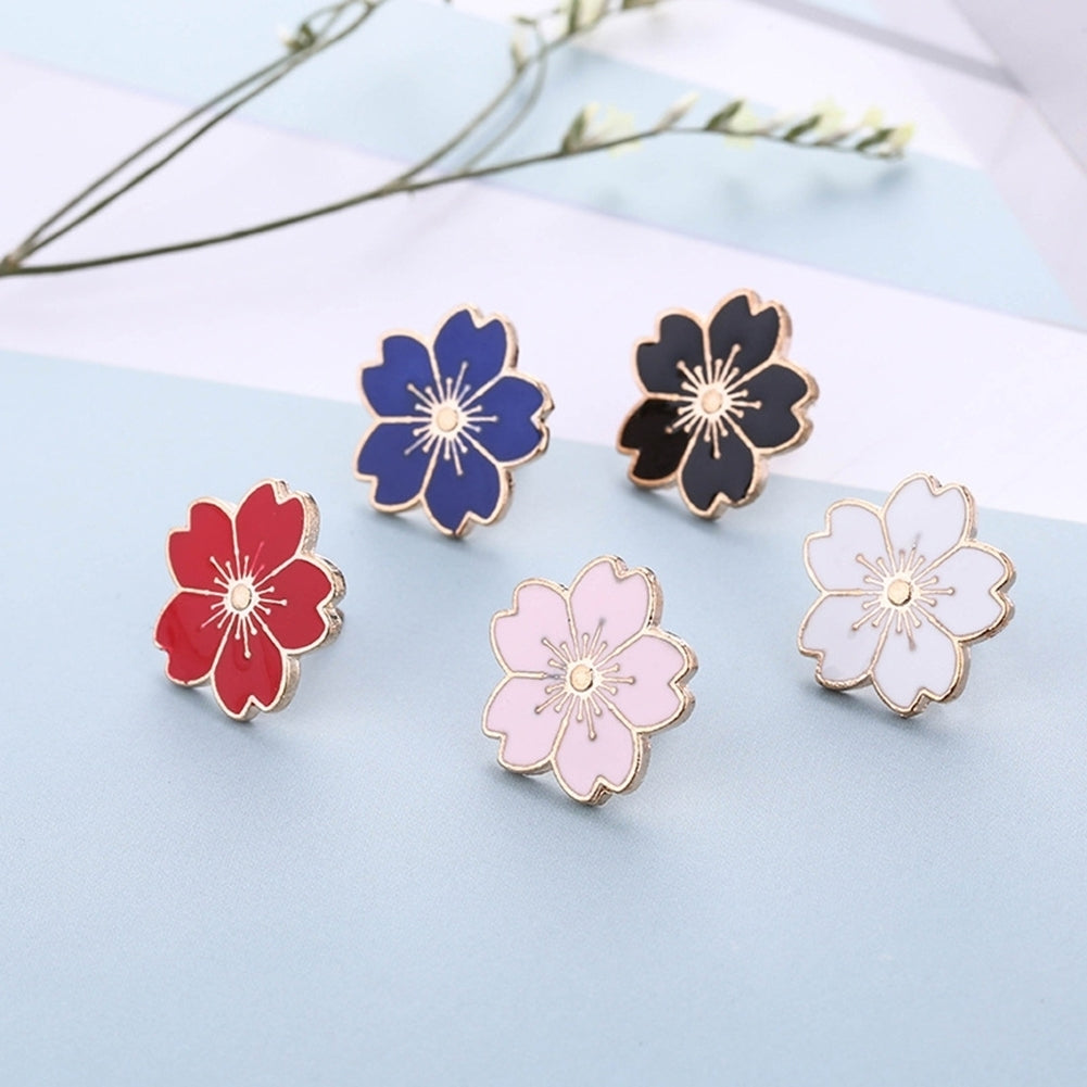 Sweet Women Cherry Blossom Flower Enamel Brooch Pin Suit Collar Badge Jewelry Image 1