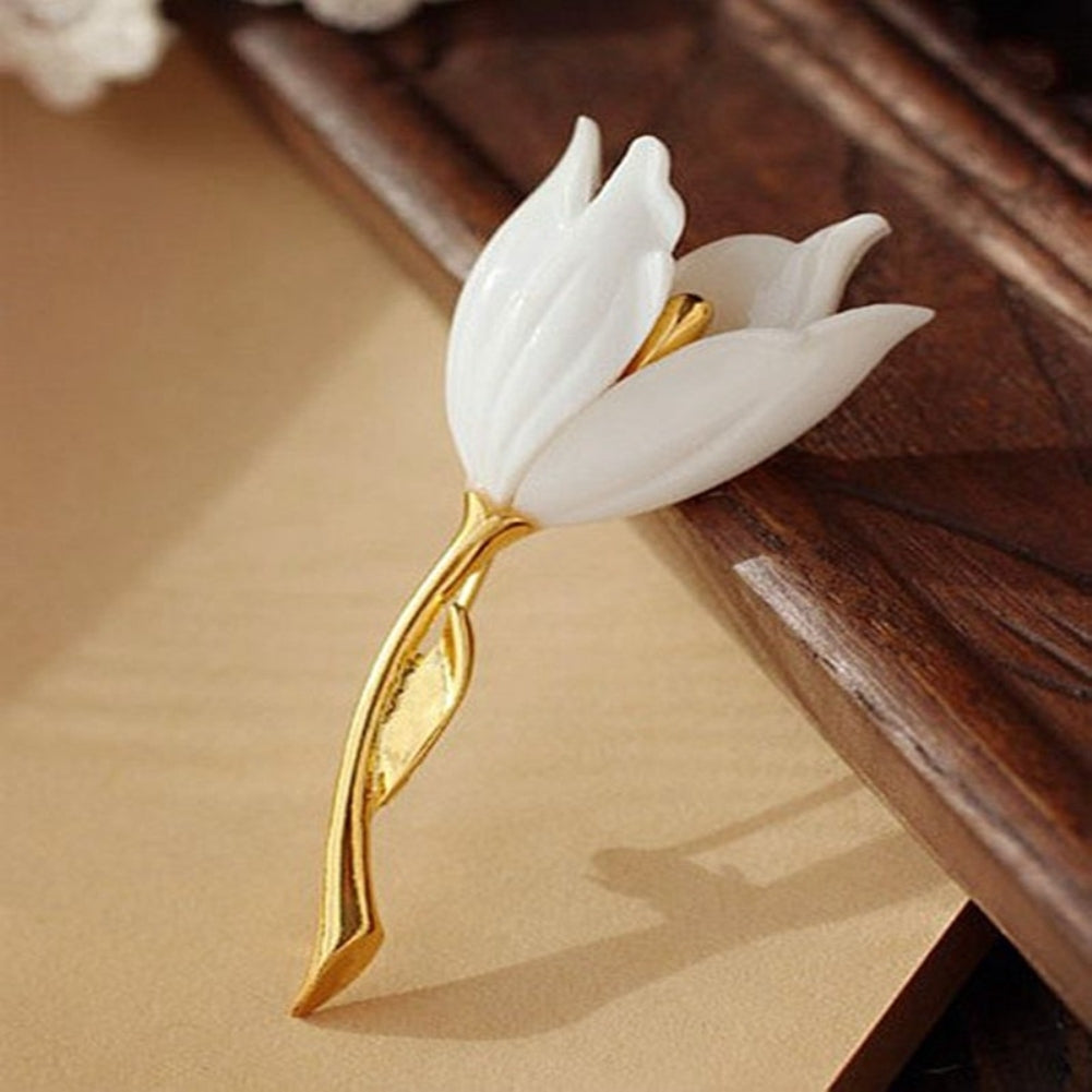 Elegant Women Tulip Flower Shaped Brooch Pin Breastpin Cardigan Shawl Ornament Image 8