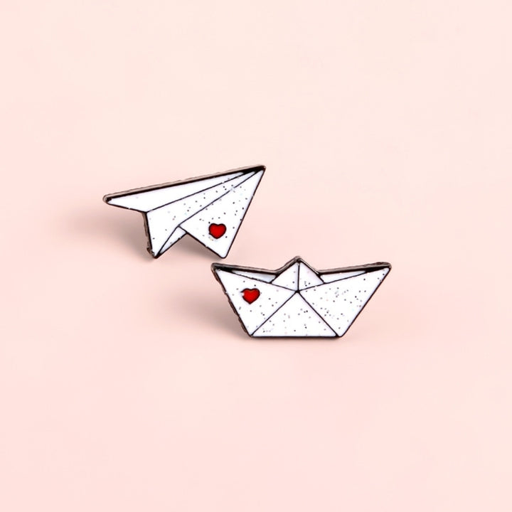 Unisex Origami Airplane Boat Enamel Brooch Pin Jacket Bag Badge Friend Gift Image 2