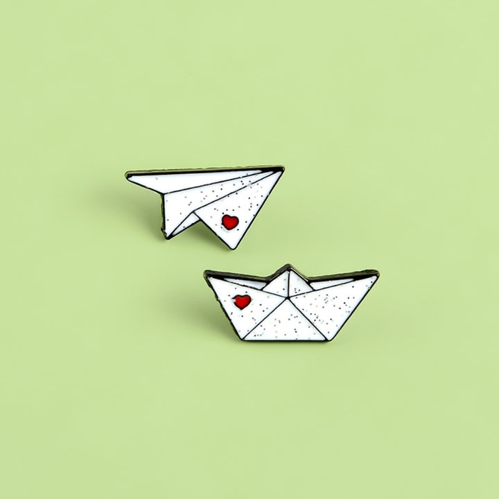 Unisex Origami Airplane Boat Enamel Brooch Pin Jacket Bag Badge Friend Gift Image 4