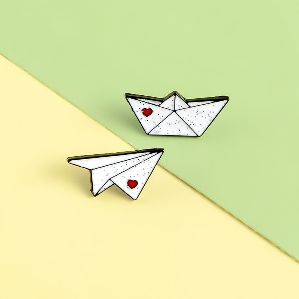 Unisex Origami Airplane Boat Enamel Brooch Pin Jacket Bag Badge Friend Gift Image 4