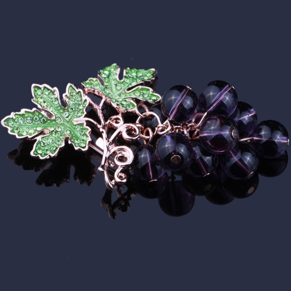 Elegant Women Faux Amethyst Grape Fruit Brooch Pin Cardigan Scarf Clip Jewelry Image 8