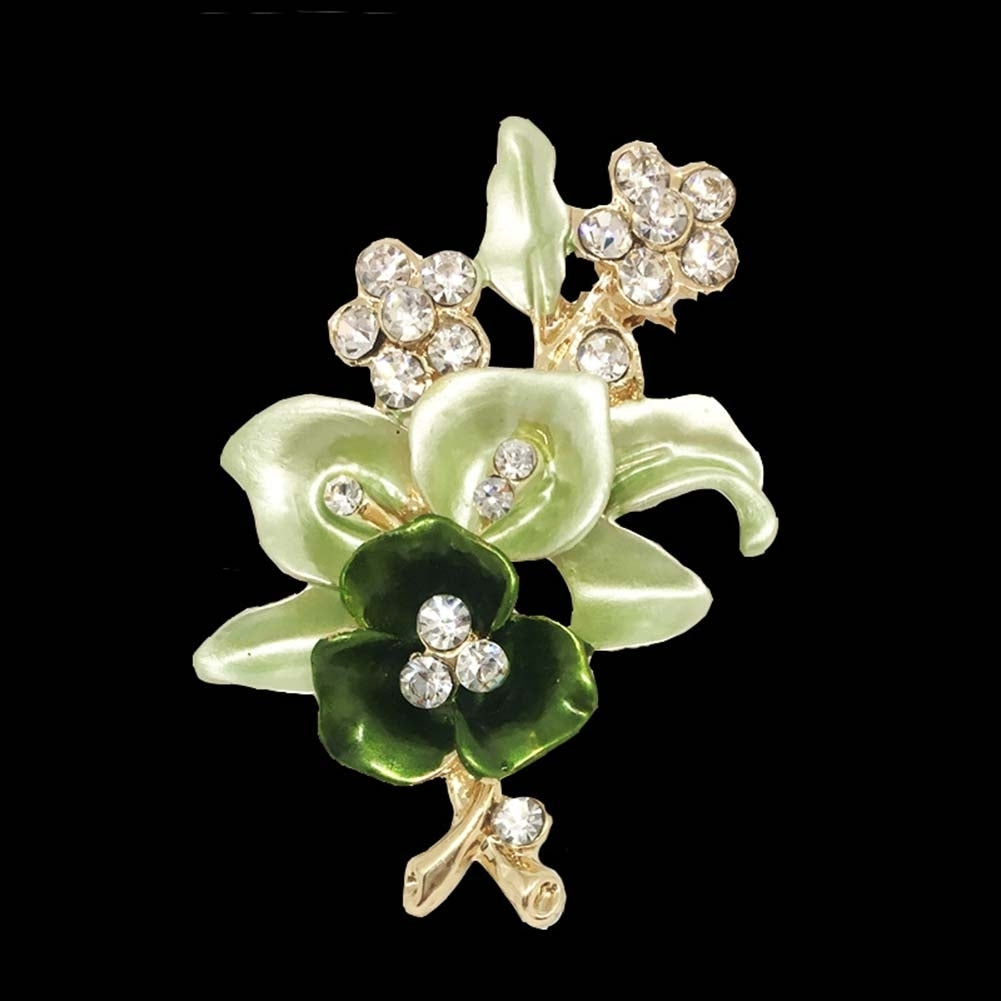 Elegant Women Rhinestone Flower Enamel Brooch Pin Cardigan Scarf Corsage Jewelry Image 3