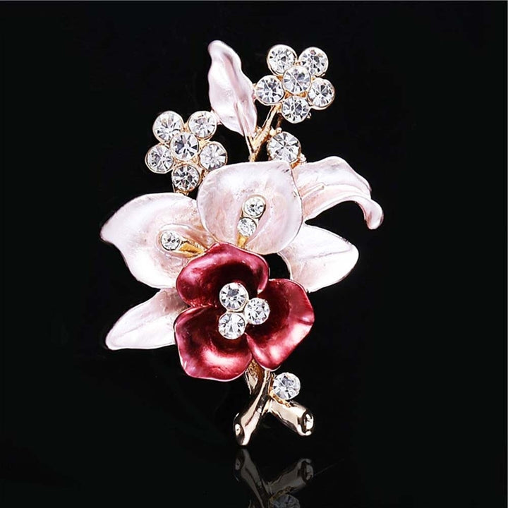 Elegant Women Rhinestone Flower Enamel Brooch Pin Cardigan Scarf Corsage Jewelry Image 4