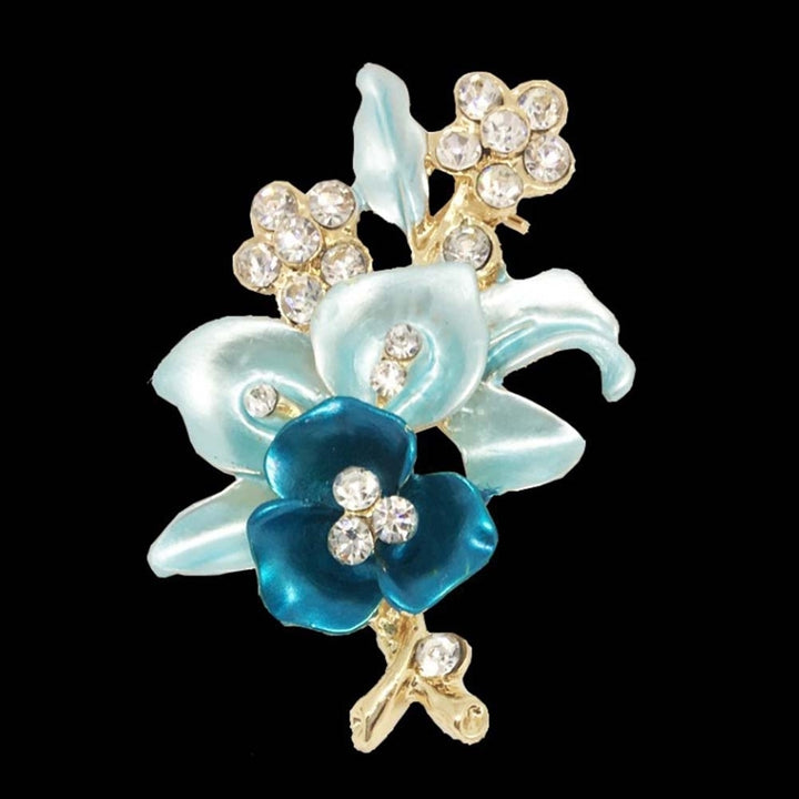 Elegant Women Rhinestone Flower Enamel Brooch Pin Cardigan Scarf Corsage Jewelry Image 4