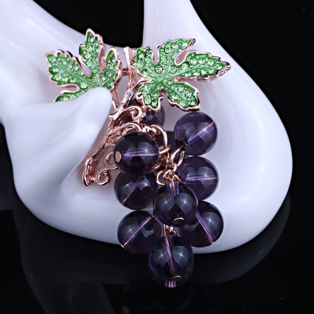 Elegant Women Faux Amethyst Grape Fruit Brooch Pin Cardigan Scarf Clip Jewelry Image 12