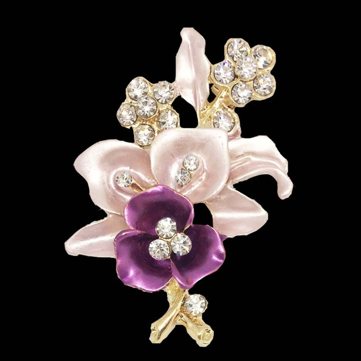 Elegant Women Rhinestone Flower Enamel Brooch Pin Cardigan Scarf Corsage Jewelry Image 6