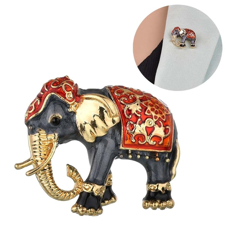 Unisex Enamel Elephant Animal Brooch Pin Cardigan Shawl Scarf Corsage Jewelry Image 1