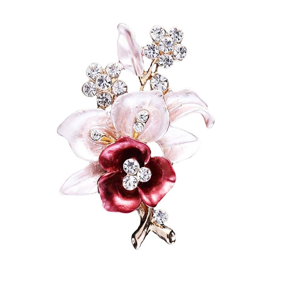 Elegant Women Rhinestone Flower Enamel Brooch Pin Cardigan Scarf Corsage Jewelry Image 1