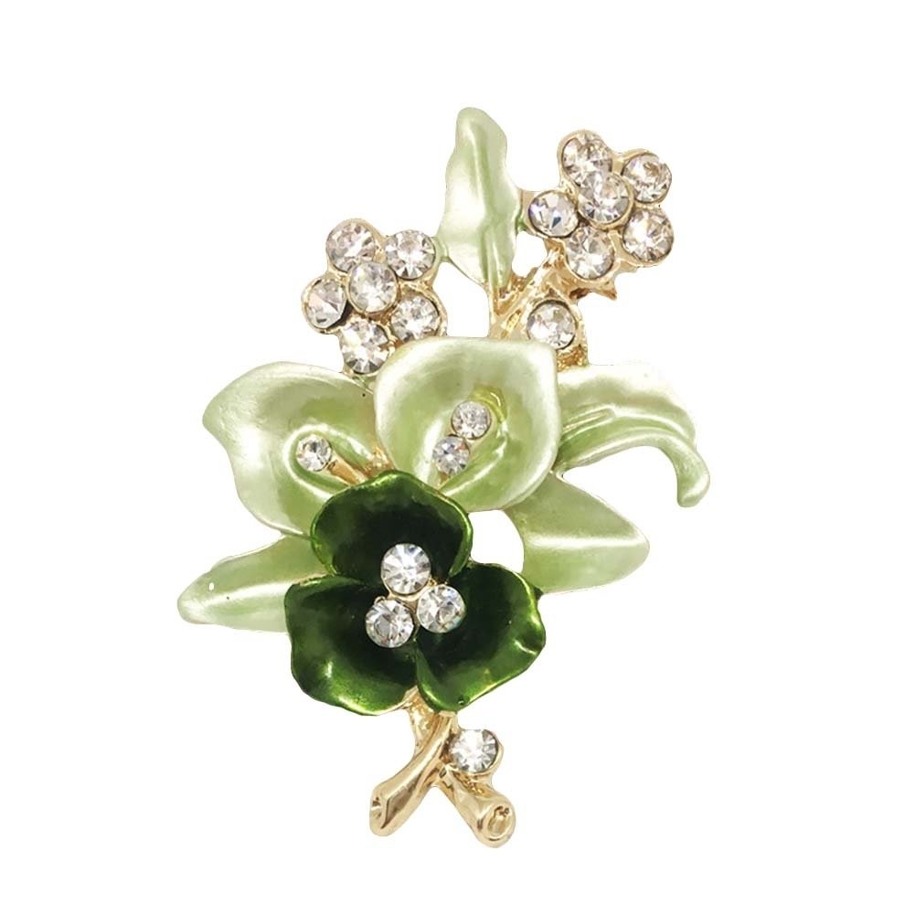 Elegant Women Rhinestone Flower Enamel Brooch Pin Cardigan Scarf Corsage Jewelry Image 1