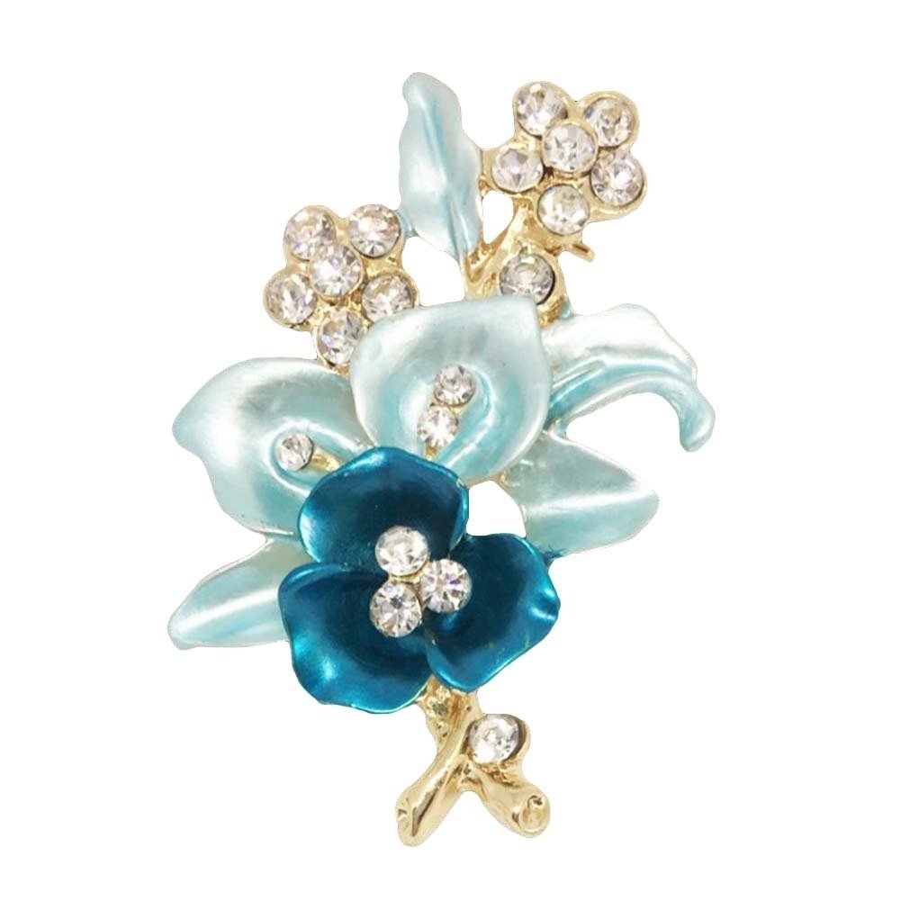 Elegant Women Rhinestone Flower Enamel Brooch Pin Cardigan Scarf Corsage Jewelry Image 11