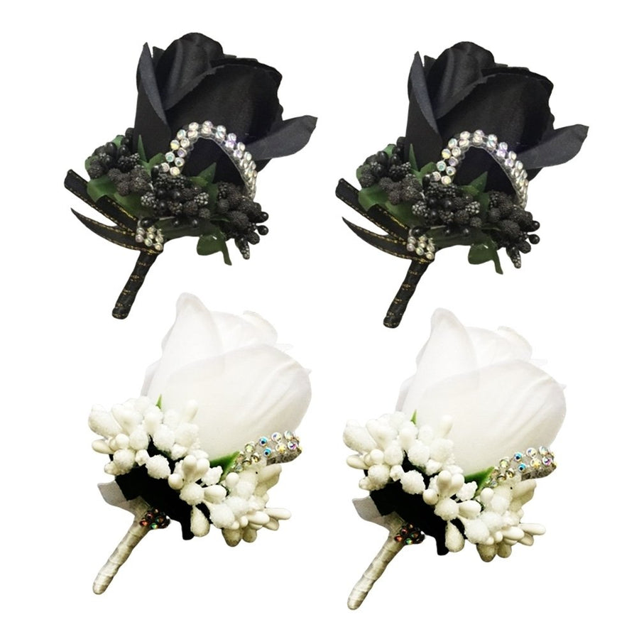 2Pcs Groom Groomsman Rose Flower Brooch Pin Corsage Wedding Suit Decoration Image 1