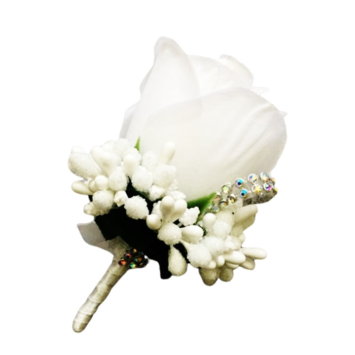 2Pcs Groom Groomsman Rose Flower Brooch Pin Corsage Wedding Suit Decoration Image 3