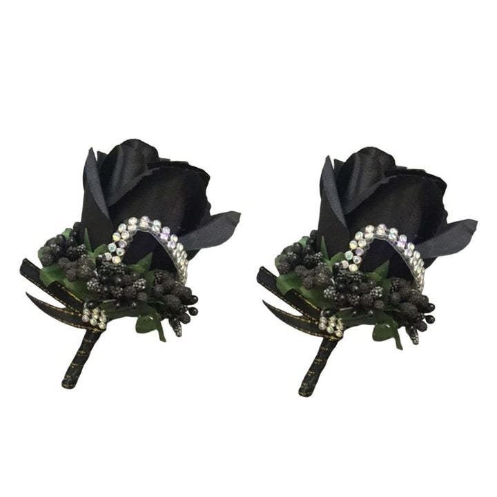 2Pcs Groom Groomsman Rose Flower Brooch Pin Corsage Wedding Suit Decoration Image 4