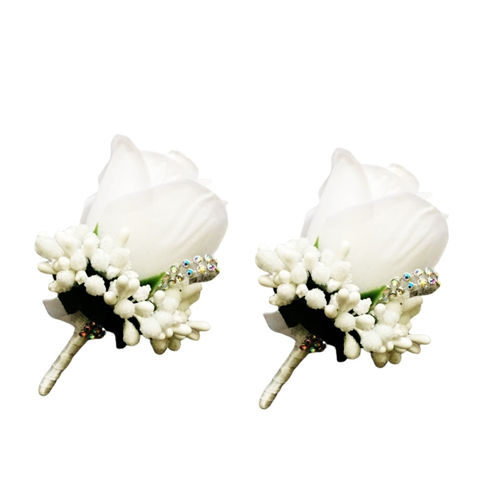 2Pcs Groom Groomsman Rose Flower Brooch Pin Corsage Wedding Suit Decoration Image 4