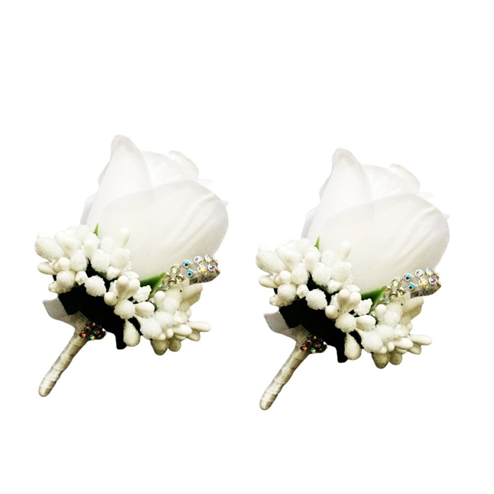 2Pcs Groom Groomsman Rose Flower Brooch Pin Corsage Wedding Suit Decoration Image 1