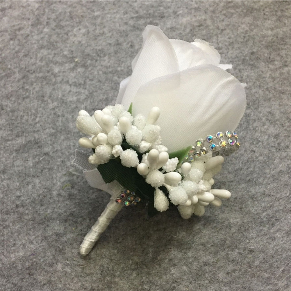 2Pcs Groom Groomsman Rose Flower Brooch Pin Corsage Wedding Suit Decoration Image 7