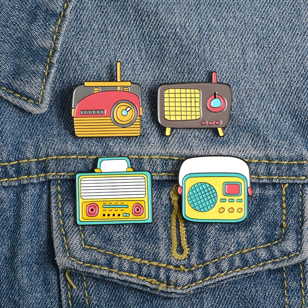 Unisex Cute Cartoon Radio Shaped Brooch Pin Shirt Collar Bag Badge Ornament Image 1