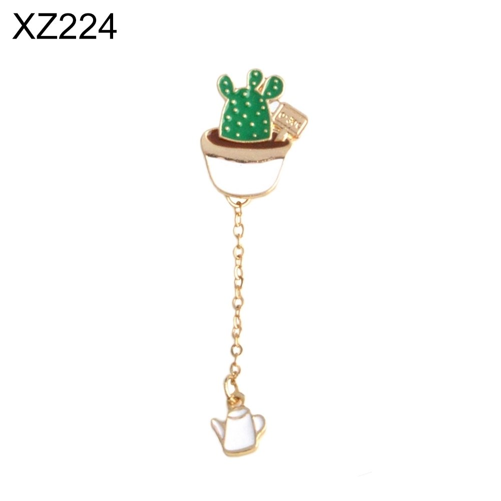 Lovely Unisex Succulent Potted Cactus Pendant Brooch Pin Badge Bag Ornament Image 2