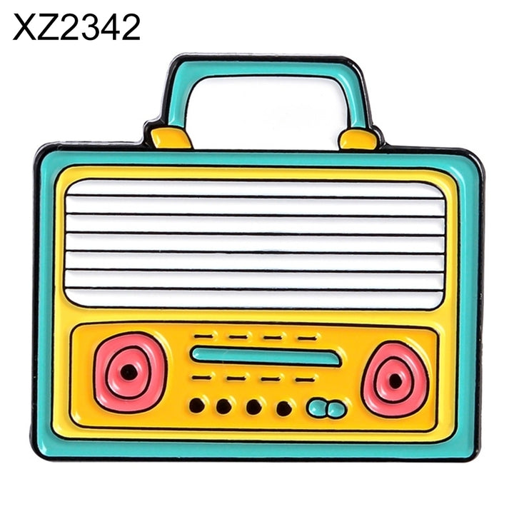 Unisex Cute Cartoon Radio Shaped Brooch Pin Shirt Collar Bag Badge Ornament Image 4