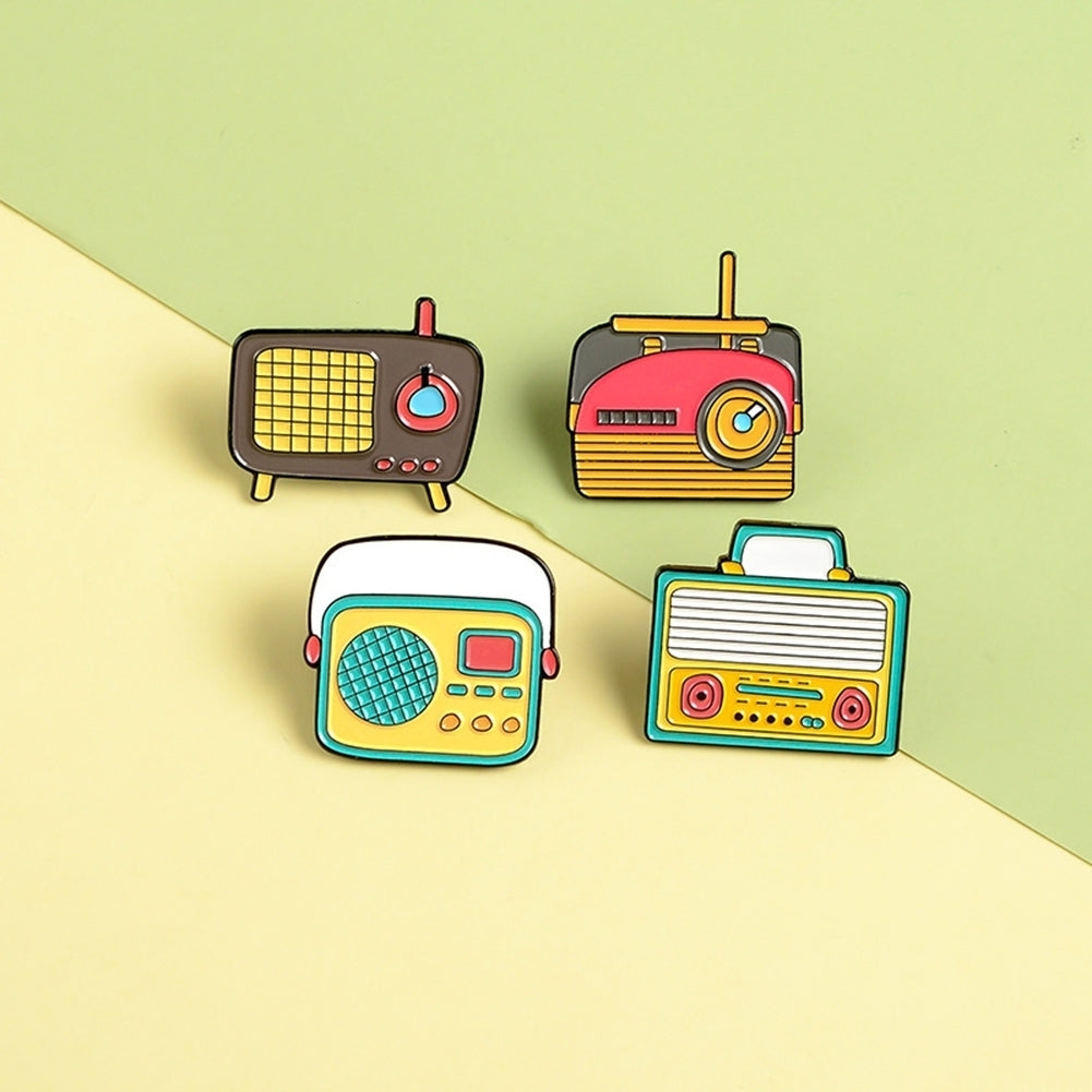 Unisex Cute Cartoon Radio Shaped Brooch Pin Shirt Collar Bag Badge Ornament Image 6