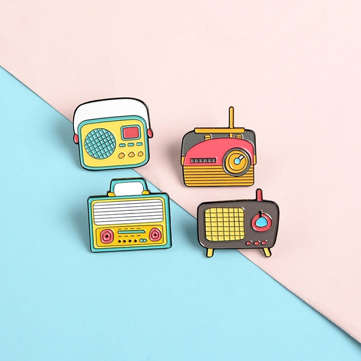 Unisex Cute Cartoon Radio Shaped Brooch Pin Shirt Collar Bag Badge Ornament Image 7