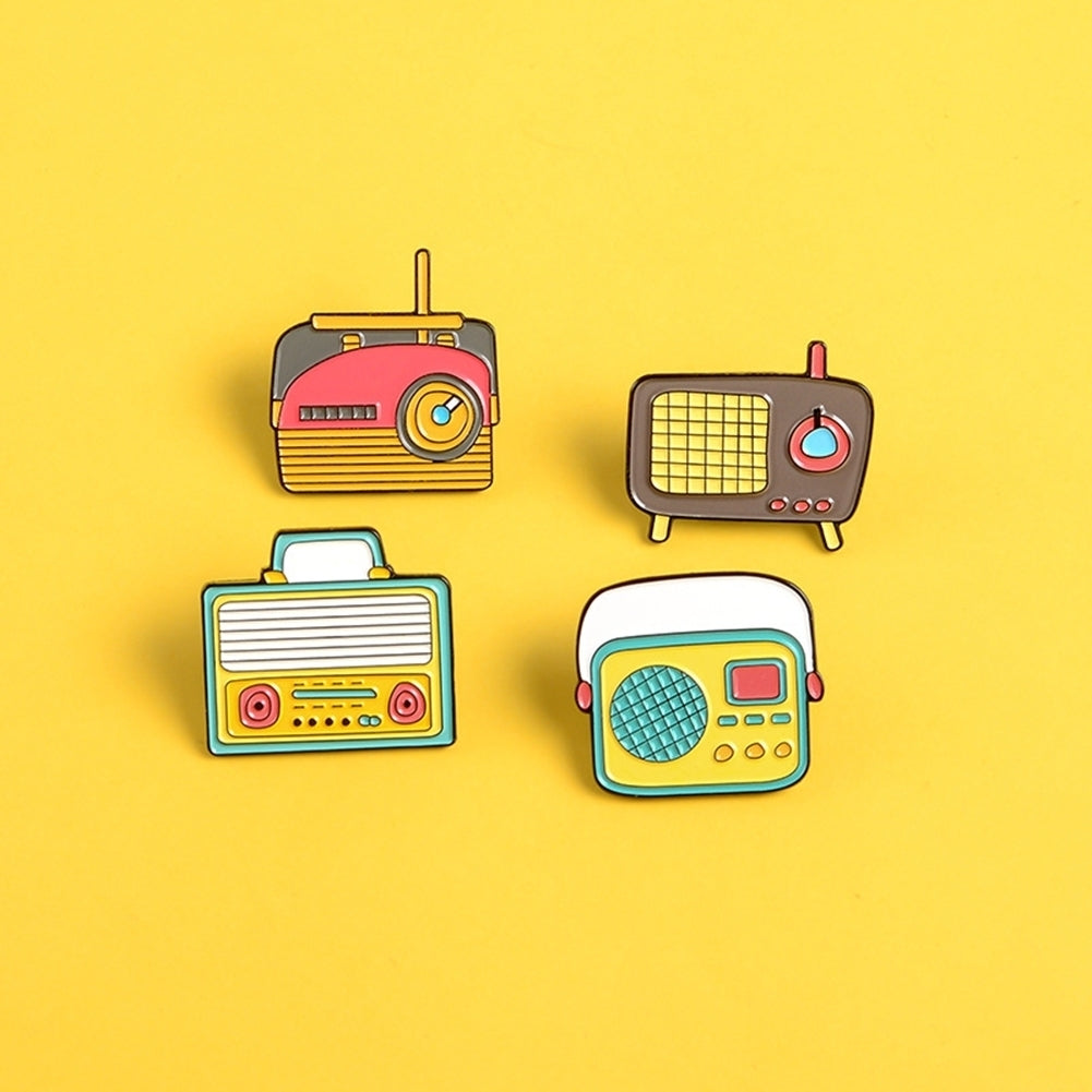 Unisex Cute Cartoon Radio Shaped Brooch Pin Shirt Collar Bag Badge Ornament Image 8